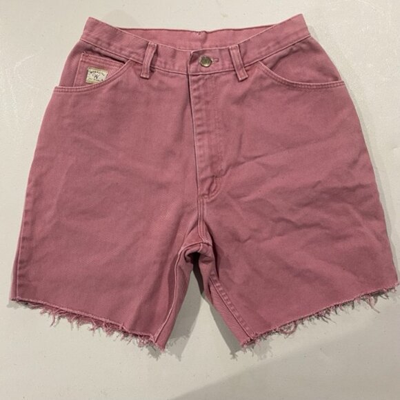 Vintage Wrangler Denim Shorts Cut Off Pink High Rise Womens Size 10 - Picture 2 of 12